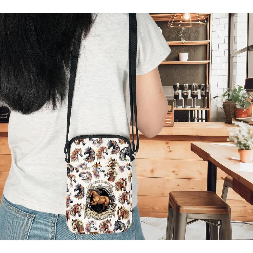 Horse Crossbody Bag Canvas Spacious Durable Animal Themed Gift for Horse Lovers - Picture 7 of 7
